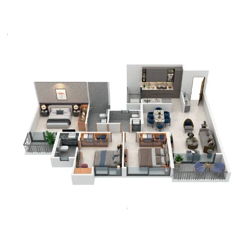 3 BHK Floor Plan at Kohinoor Royale Towers Hinjewadi Phase 1 Pune